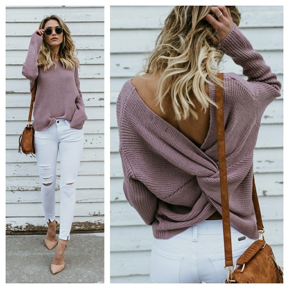 Sweaters - Last! SALE. lavender twist back sweater